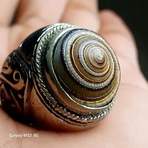 NatURAL Keong Pusar Bumi coklat  Ring Alpaka Super 525 Motif Random Size 5-12 Ringan Elegan Anti Karat Batu