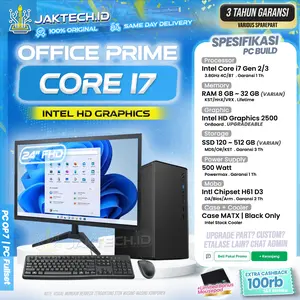 PC Rakitan Core i7 Paket Office Lengkap / 8GB / SSD / CPU Komputer Admin Online Shop Editing Desain Fullset Full Set