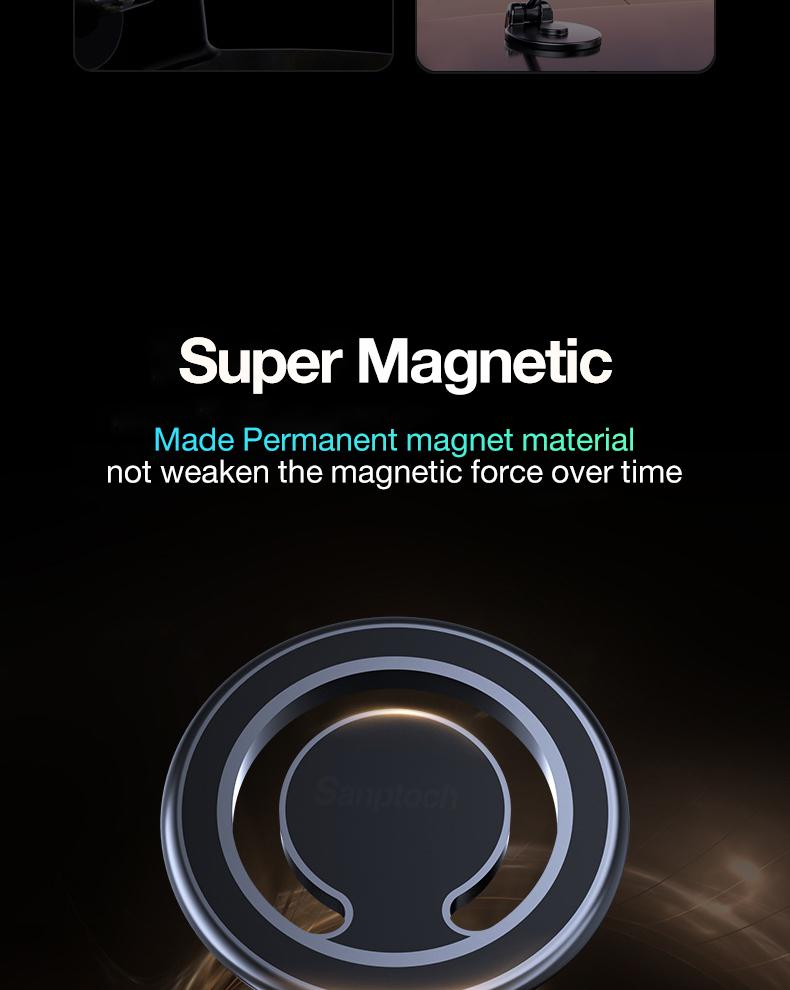 Product Introduction of Sanptoch For Magsafe Foldable Car Mount 360°Rotatable Adjustable Magnetic Phone Holder For iPhone 14 13 12 Pro Max Mini Alloy Cellphone Holder For Car 7