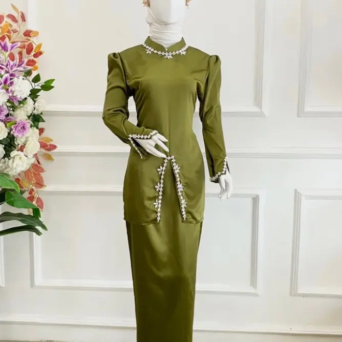One set baju kurung melayu pakaian adat melayu baju melayu kekinian baju kondangan/pesta Setelan 2