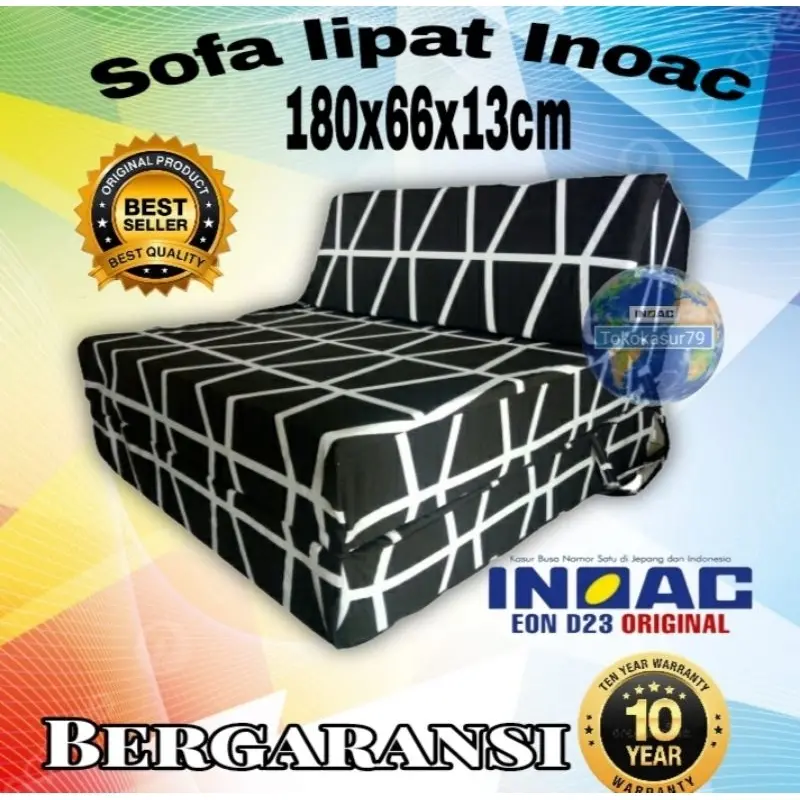 Sofa lipat.Sofa bed.Kasur busa inoac sarung sofa lipat inoac ukuran 180x66x13 cover sarung sofa lipat cover sofa lipat standar.Kasur lipat