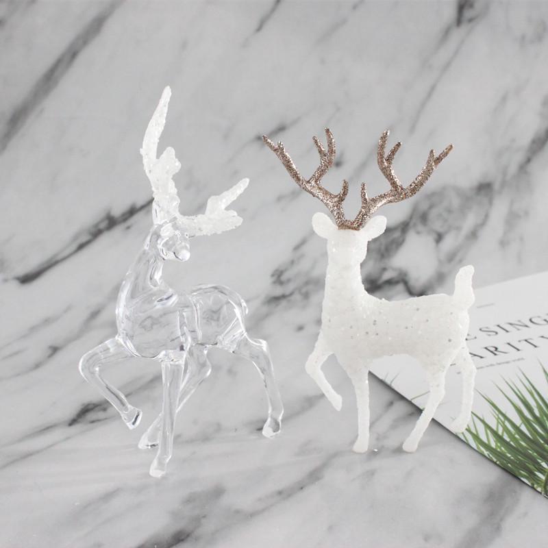 1PC Christmas Simulation Sika Deer Reindeer Fairy Tale Garden Props Animal Statue Home Elk Shop Display Cabinet Ornaments 1