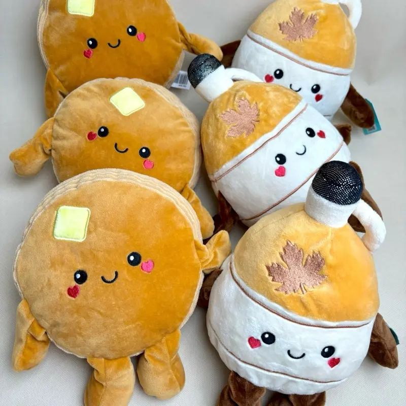 Cute Plush Toys with Squeakers, Pancake, Maple Syrup, Peanut Butter, Grape Jam