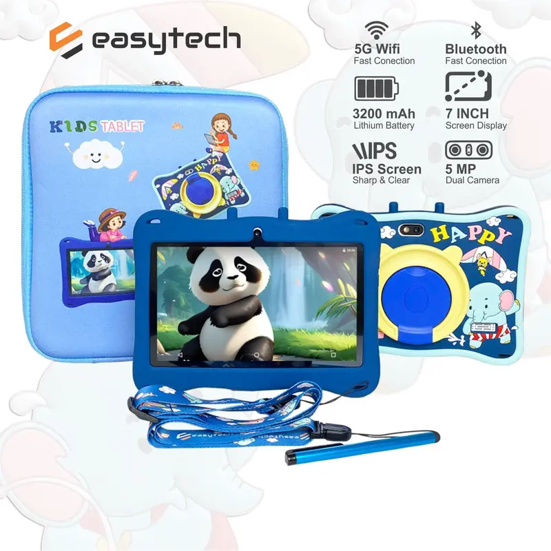 Tablet Android Anak Easytech E13 / Tablet Android Belajar Edukasi Anak Layar Sentuh Edukasi IPS Screen 7 inch WIFI Hotspot Kids Pen Toy paket  tablet 2