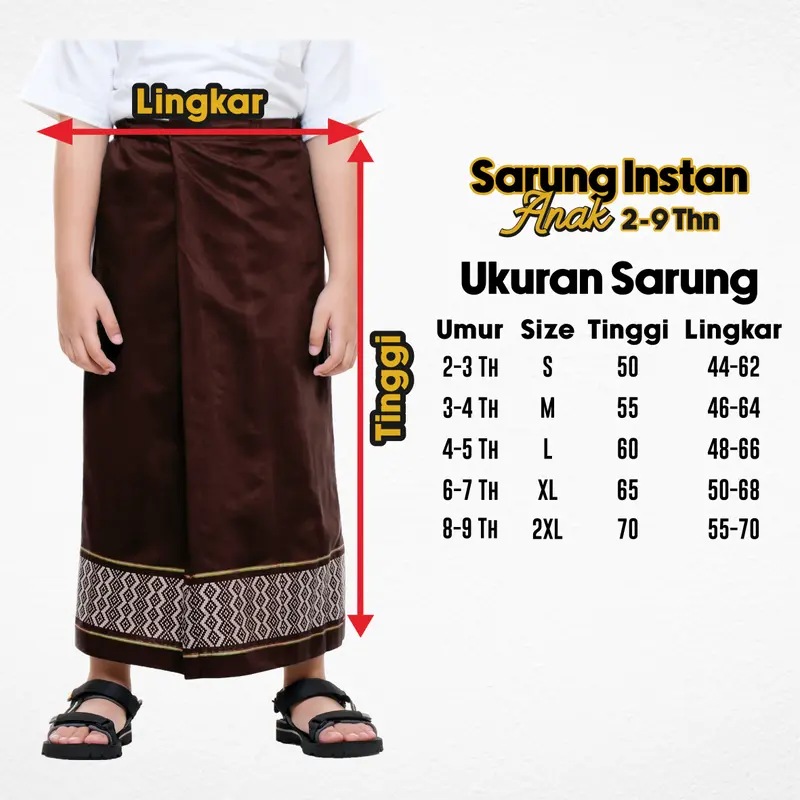 Sarung instan anak motif tenun songket umur 2 - 9 tahun 5