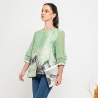 Gambar SISTER'S Blouse - Blus Atasan Wanita Silk Kombi Sifon Y9489 (ZE) - Hijau, M (T2) dari Sisters Fashion Group Kota Administrasi Jakarta Utara 4 Tokopedia