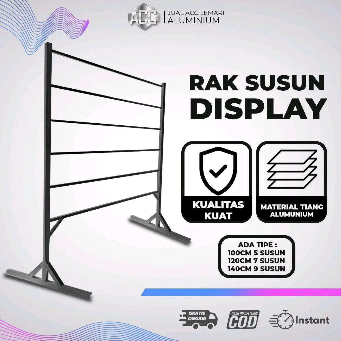 Rak Display pipa pvc dan pipa pcv tebal untuk Penyimpanan Kerudung, Hijab, Syal, Selendang, dan Kertas Kado di Toko atau Rumah Aluminium