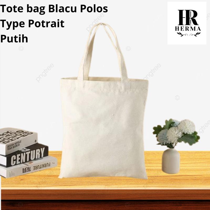 HERMA Totebag Blacu Putih Polos Panjang x Tinggi (25x30) Type Potrait Tas Tote Bag Lukis Ecoprint Sablon (COD/BAYAR DITEMPAT) Sekolah 6