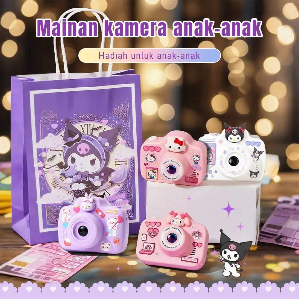 Kamera Anak Lucu Tanpa Kartu - 20+ Filter Lucu Rekam Video 4K & 1080p 12MP Bonus Stiker Full Set Hadiah Spesial untuk Anak-anak