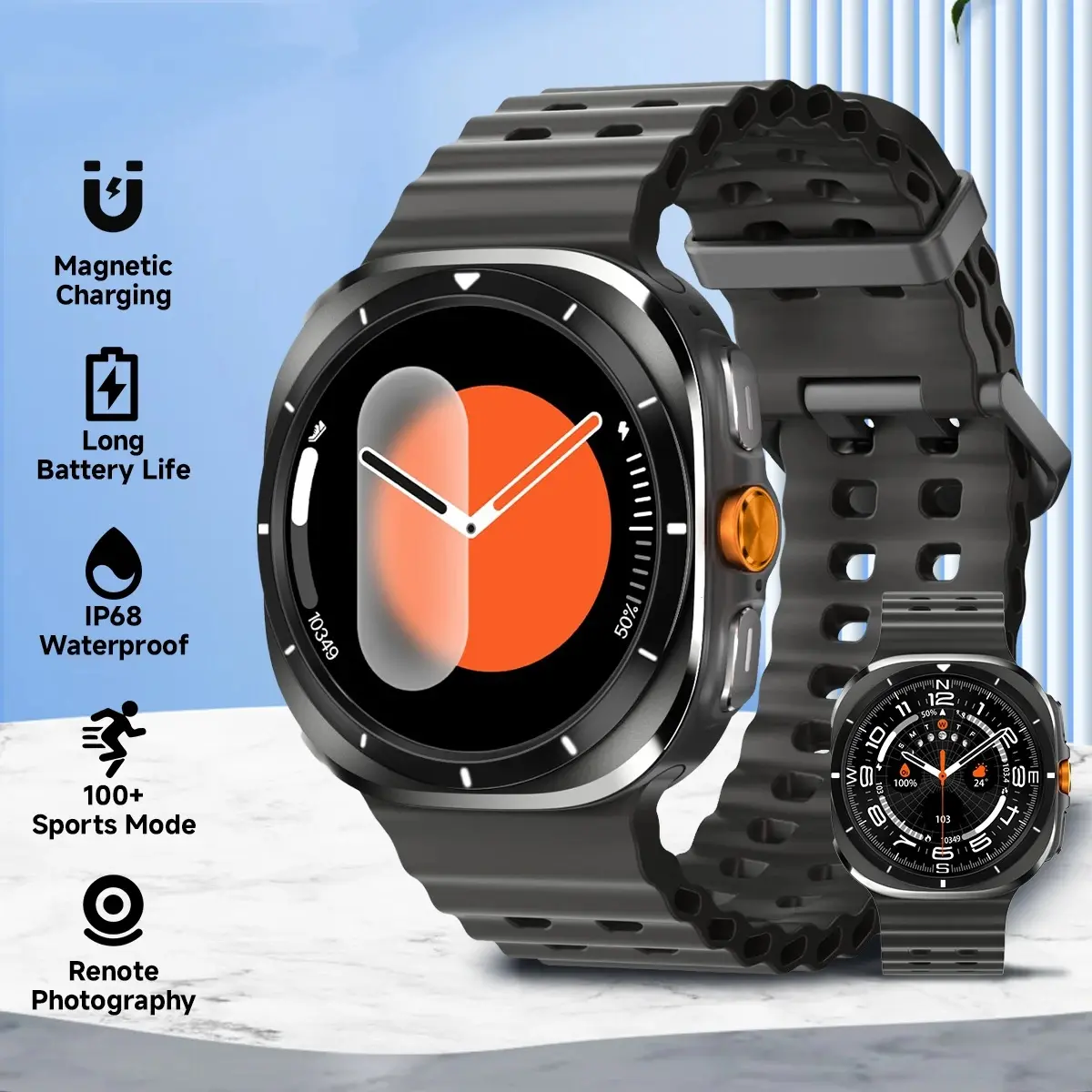 S7Ultra Jam Tangan Pintar Denyut Jantung Olahraga Luar Ruangan Bluetooth Panggilan untuk Pria dan Wanita