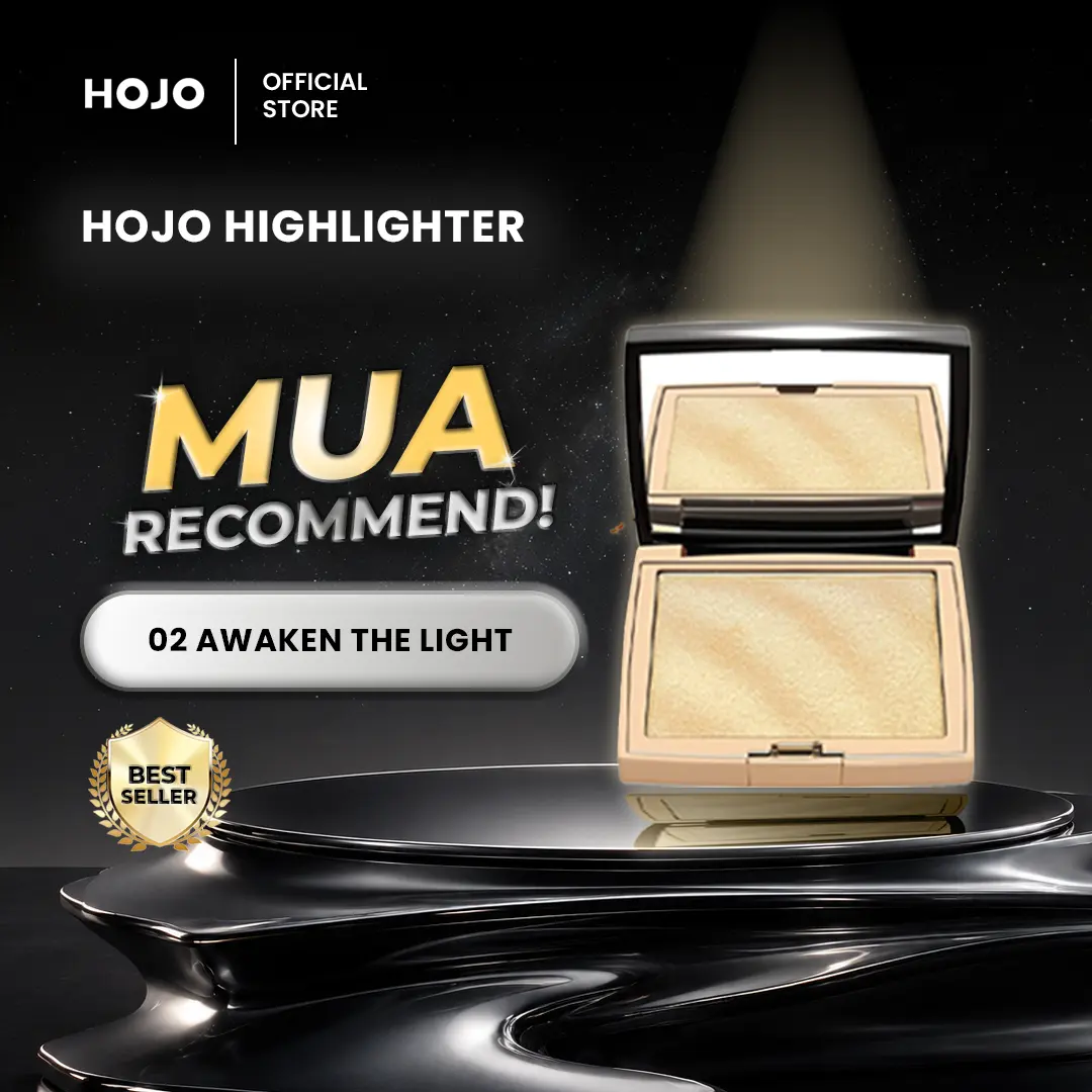 HOJO Highlighter Glim Palette Awaken The Light | Gold & Warm Tone | Waterproof | Powder Highlighter | 3D Glowing Look | Tahan Lama & Aman untuk Kulit Sensitif | 50g | BPOM Certified - Bronzer