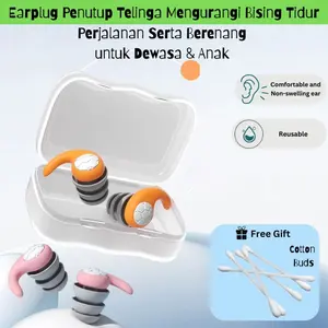 Penutup Telinga Mengurangi Bising Tidur Perjalanan Serta Berenang untuk Dewasa & Anak hingga 3 Ukuran