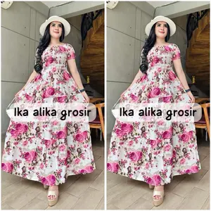 Long dress canda mawar besar viral