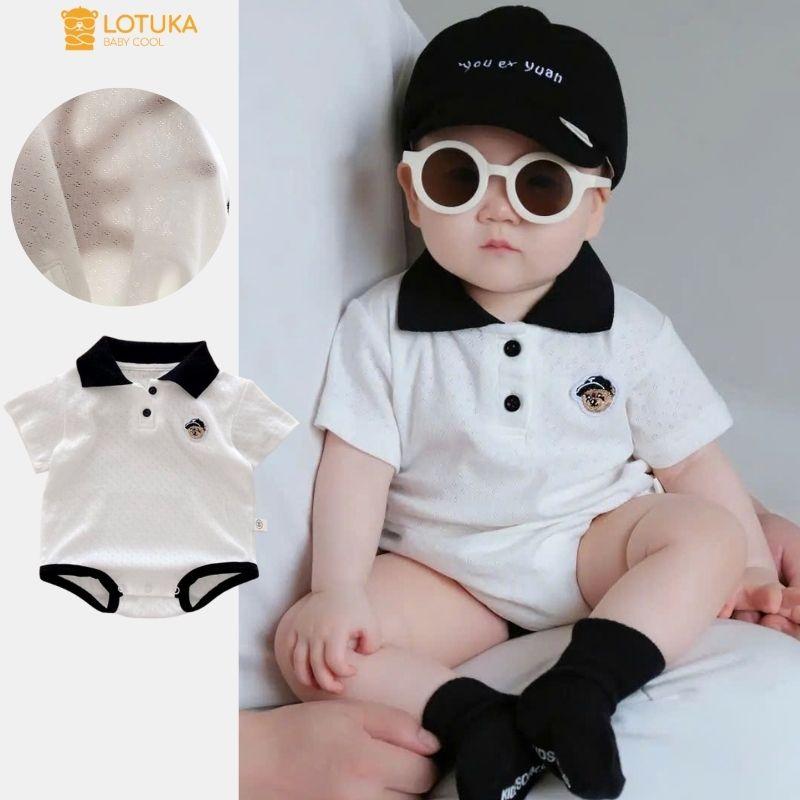 Body Chip Polo Hình Gấu Cotton Thông Hơi Mỏng Siêu Mát LOTUKA Cho Bé, Bodysuit Bé Trai Bé Gái, Quần Áo Trẻ Em 3-12kg