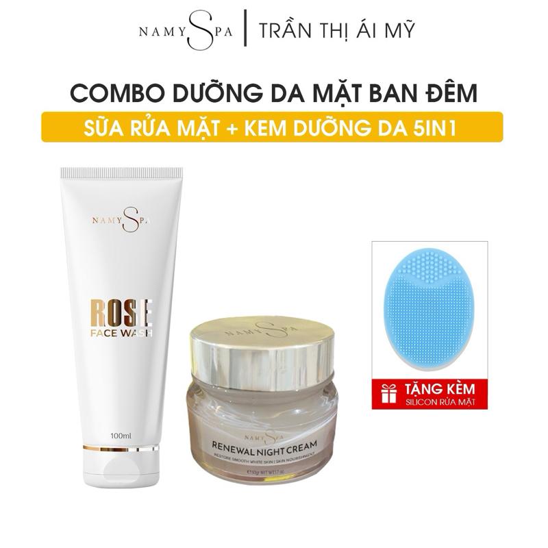   Combo Dưỡng Da Ban Đêm  Kem Dưỡng Da Mặt RENEWAL NIGHT CREAM 10gr & Sữa Rửa Mặt Kềm Dầu ROSE FACE WASH 100ml - Hỗ Trợ Dưỡng Da Cấp Ẩm Skincare Nam Nữ Women  Nên Kết Hợp Serum  ngay 