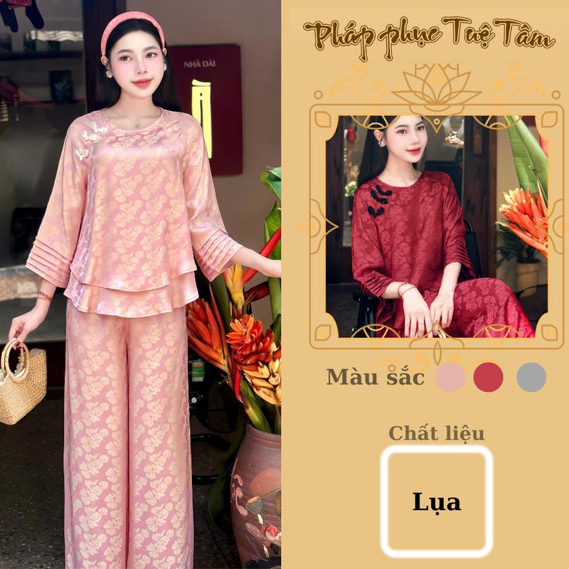  Pháp Phục Tuệ Tâm - Pháp Phục Lễ Chùa Cao Cấp Lụa Hoa Bèo Cho Phụ Nữ Sang Trọng Chất Liệu Tinh Tế Thiết Kế Tinh Xảo Phù Hợp Cho Buổi Lễ Chùa 