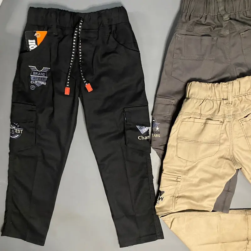 Celana Kargo Anak Cowok usia 4-15 Tahun / Celana Chinos Panjang Anak / Celana Anak Murah / Celana Chino Cargo Anak / Celana Jeans Anak Laki / Celana Jeans Panjang Anak Laki-Laki / Celana Chino Anak Cowok Fashion Bordir Terbaru (Coklat, Hitam, Abu-Abu) 2