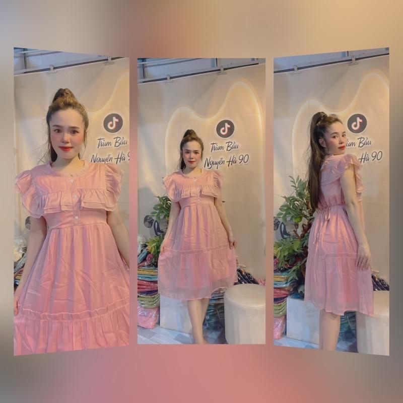 Đầm bầu tiểu thư tay cánh tiên Váy Bầu Len Voi