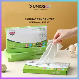 UNIQSOO Sarung Tangan TPE Sekali Pakai Sarung Tangan Plastik Pembersih Rumah Tangga Bebas Latex Hand Gloves Higienis Steril XY068