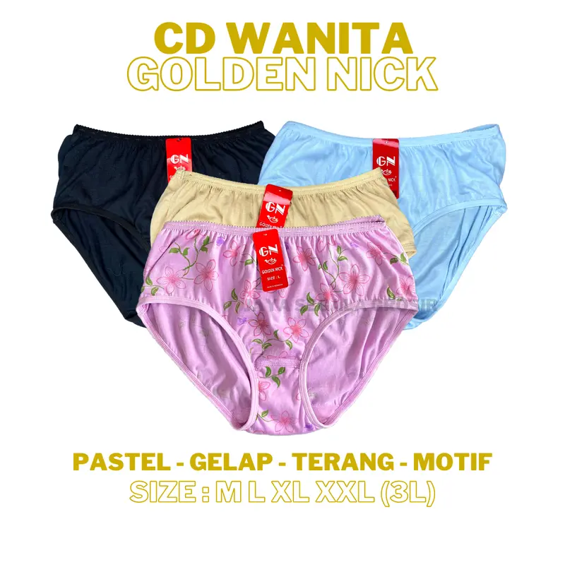 CD Wanita Golden Nick GN Terang/Gelap/Pastel/Motif - Lembut dan Nyaman - Semi, Katun Cewek 0