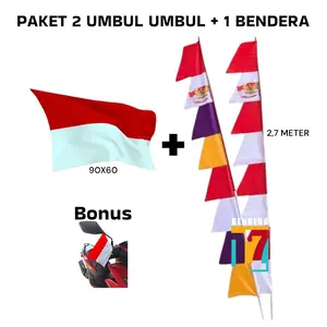 PAKET 3IN1 2 UMBUL UMBUL 1 BENDERA MERAH PUTIH