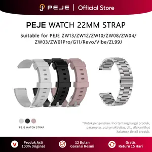 PEJE 22mm  Original Smart Watch Silicone Strap / Stainless Steel Strap | Tali Jam Tangan Universal 22mm | Pink, Silver, Black | Dijual Terpisah (Tali Jam Cadangan)