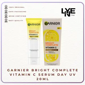 GARNIER Bright Complete UV Serum 20ml - Cream Siang Mencerahkan dan Melindungi dari Sinar Matahari - Vitamin Perawatan Pencerah