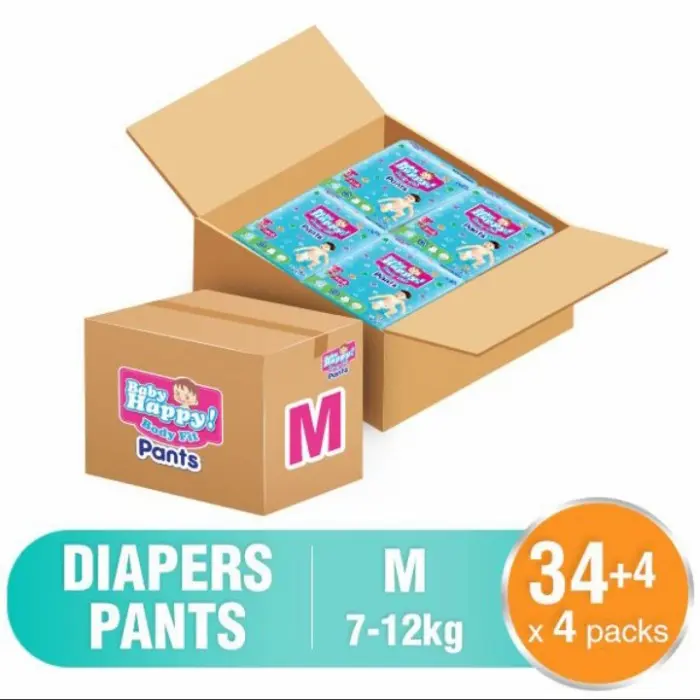 [ Promo Super Spesial 4 Ball ] Baby Happy Pants Uk S40 / M32 / L28 / XL26 / XXL24 popok bayi tipe celana harga terjangkau Kering