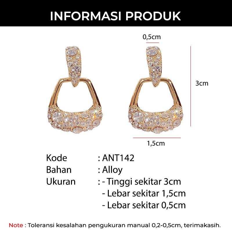 Minzo Anting Korea Wanita Tusuk Stud Model Tas Aksen Zircon Fashion Earrings Elegan Aksesoris Perhiasan Hiasan Perempuan