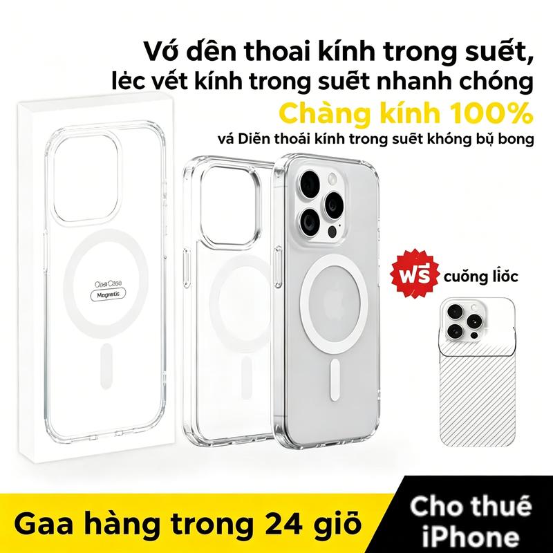 Ốp Lưng iphone Trong Suốt Chống Sốc - Hỗ trợ sạc từ tính không dây dành cho iphone17 ,16 ,15 ,14 ,13 ,12, 11promax và 16, 15, 14 plus
