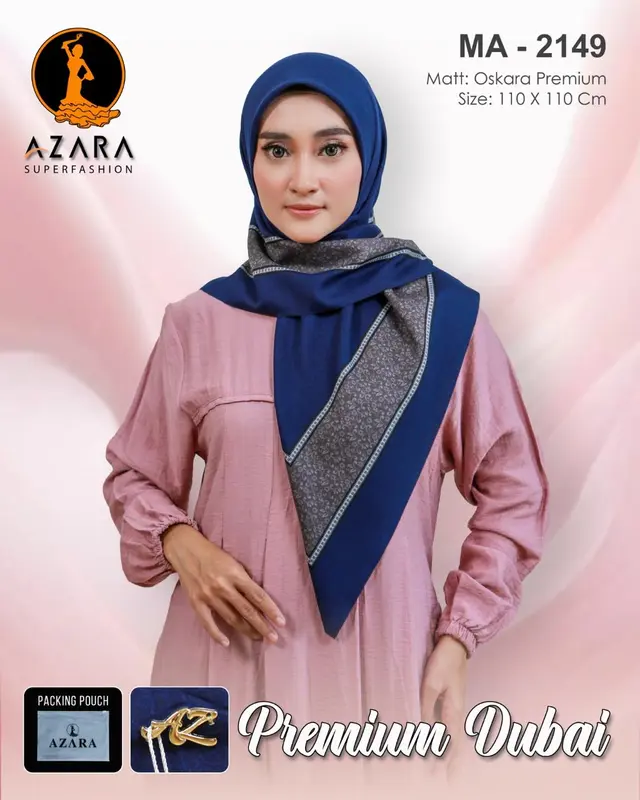 AZARA - Khusus Seragaman - Jilbab Segi Empat Oskara Motif Seragaman 110x110cm LC Logo Metal Voal 4