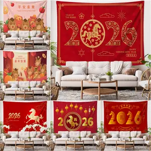 Permadani Tahun Baru 2026 Tahun Kuda Kain Gantung Dekorasi Pemandangan Hari Tahun Baru Permadani Latar Belakang Festival Musim Semi Meriah