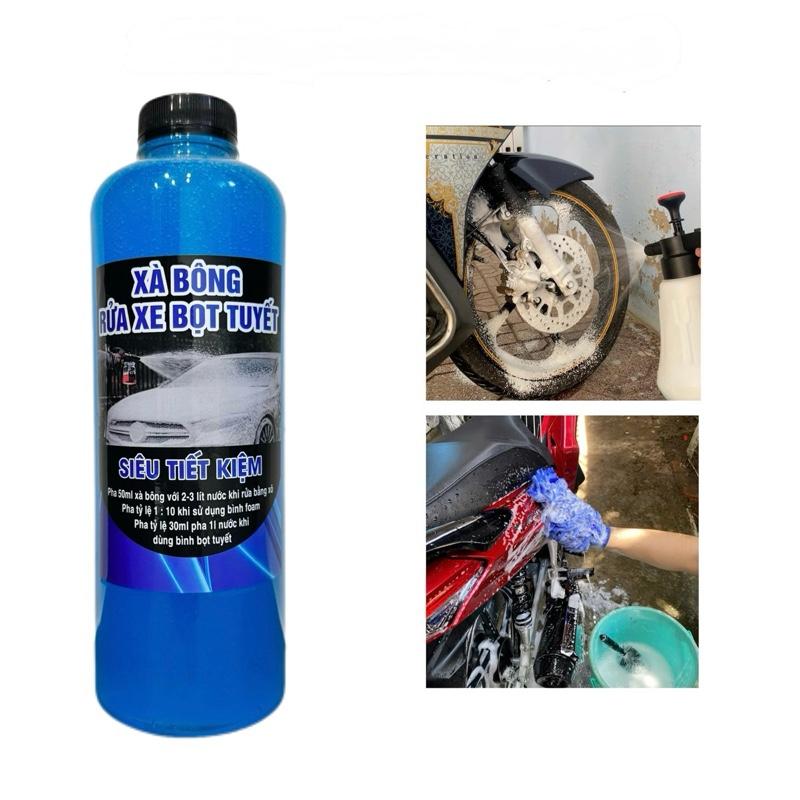 XÀ BÔNG RỬA XE XANH DƯƠNG - 1 lít rửa xe bọt tuyết CÓ CHẠM an toàn không ảnh hưởng sơn xe