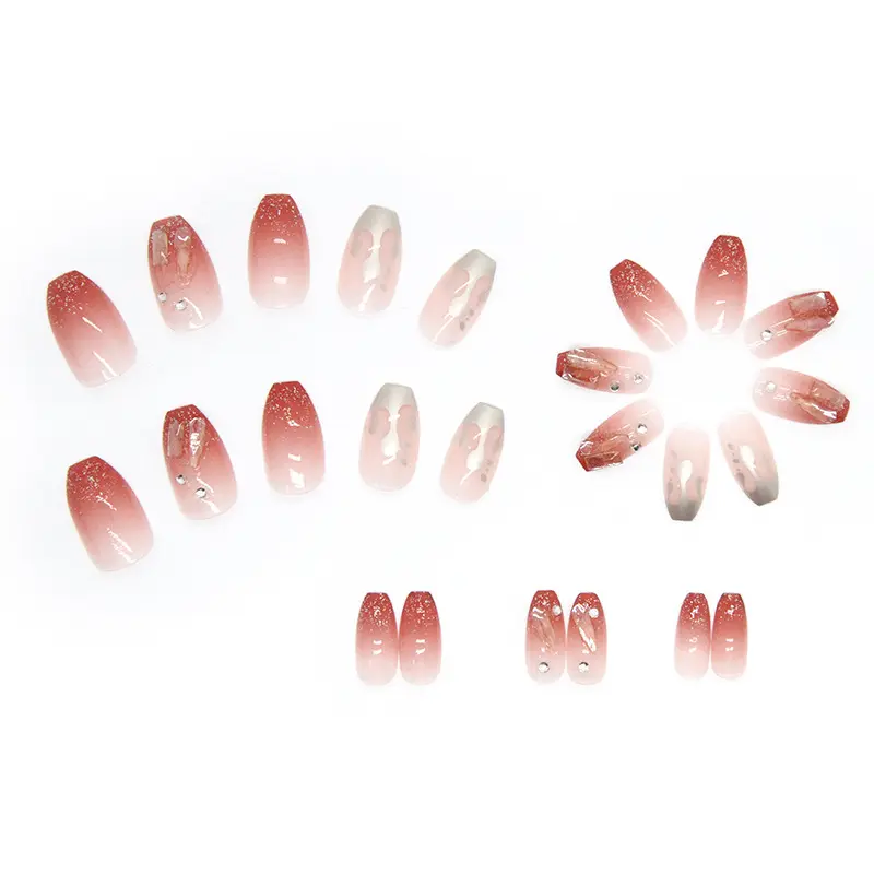 Kuku Palsu Extension 24pcs Nails / Kuku  Palsu Motif Free Lem Cair Kuku panjang 6