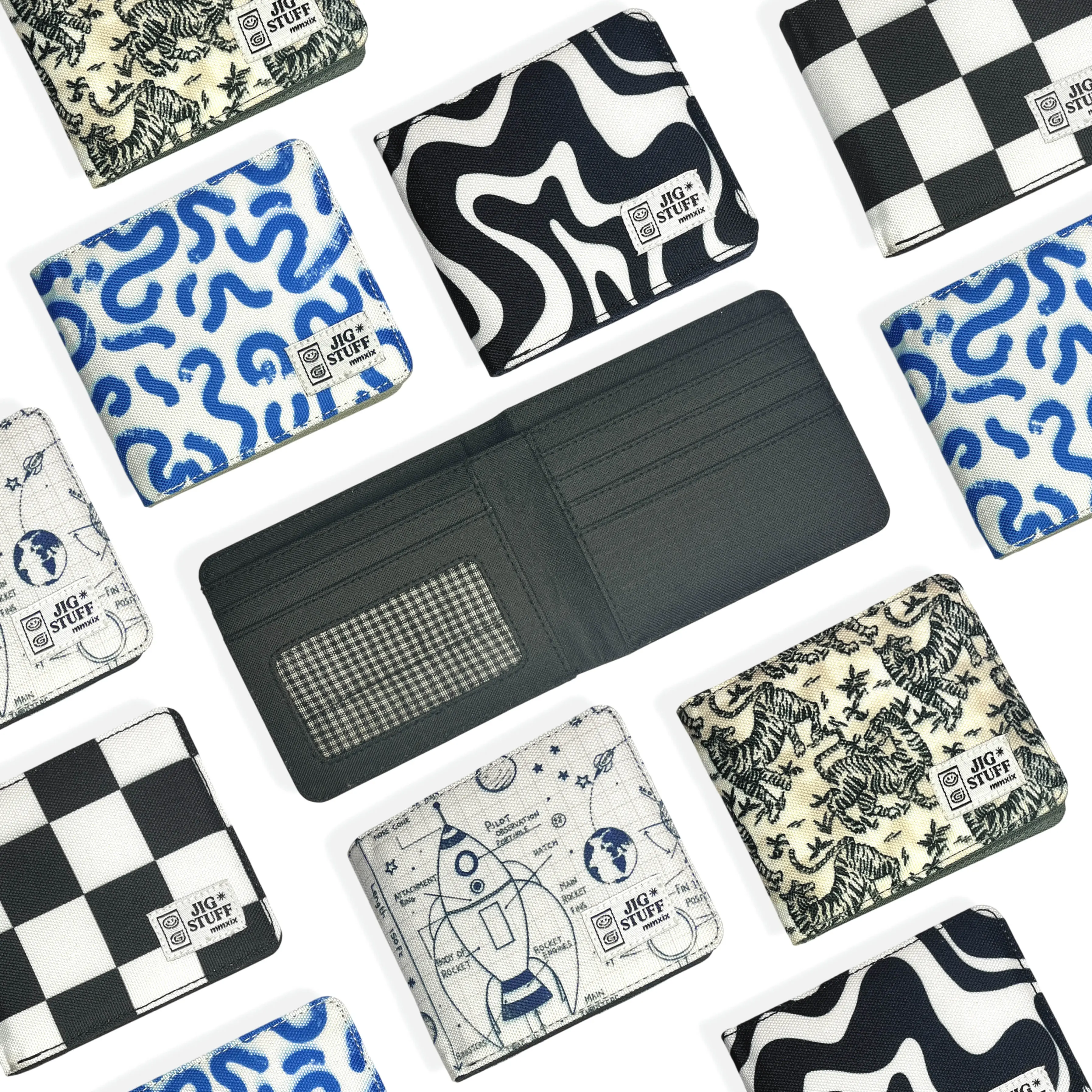 Dompet Lipat Cowok Bifold Wallet Pria Motif Print 7 Slot Kartu 1 Slot Foto 1 Slot Uang