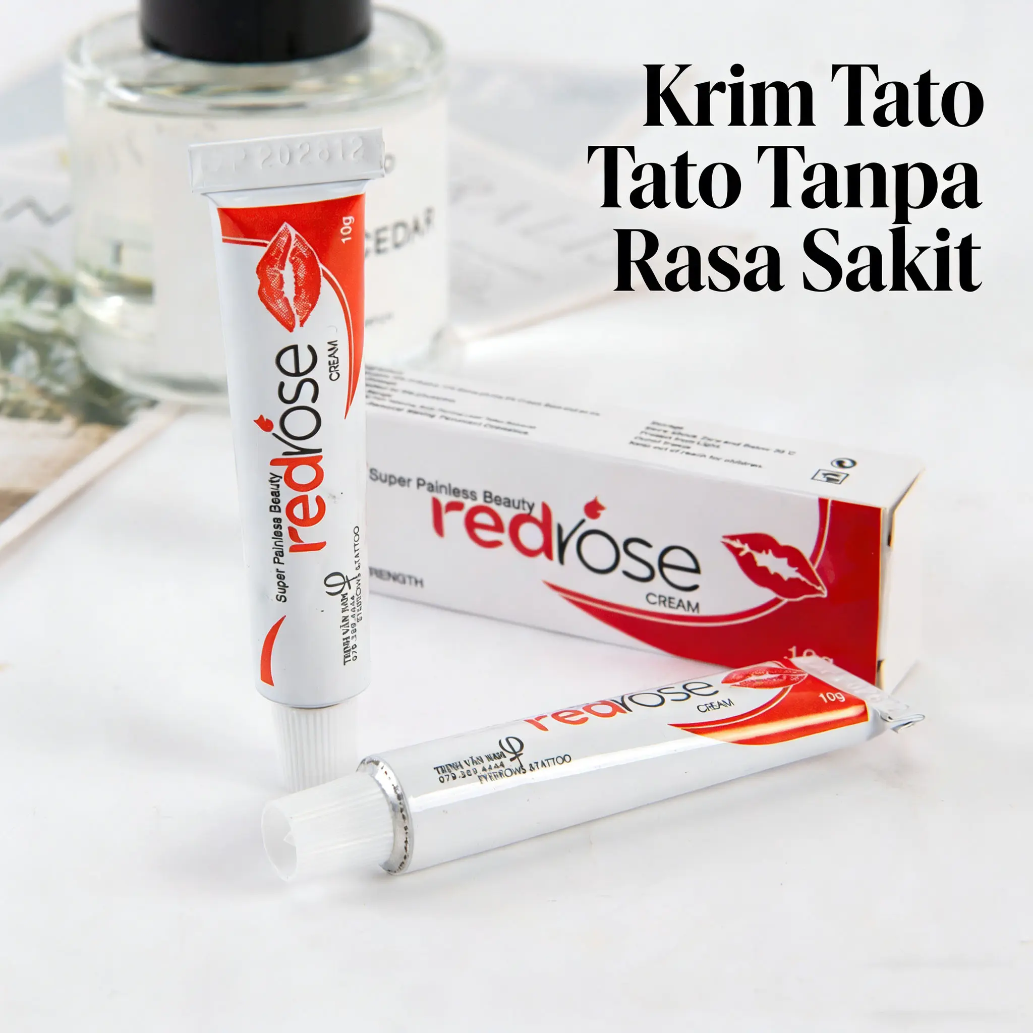 WEG-Redrose 78% Krim Anestesi Tattoo untuk Kebas Sulam Alis & Eyebrow Cepat Mati Rasa Solusi Painless untuk Tatto & Piercing Aman & Efisien