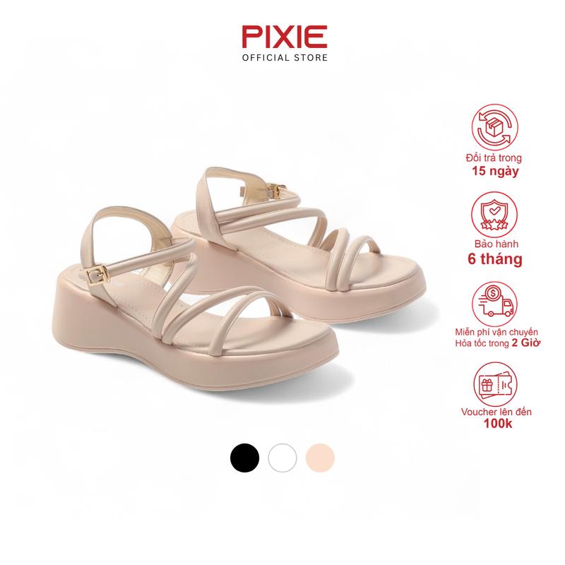 Giày Sandal Nữ Kiểu Đế Xuồng Cao 5cm Phối Quai Mảnh Pixie H307