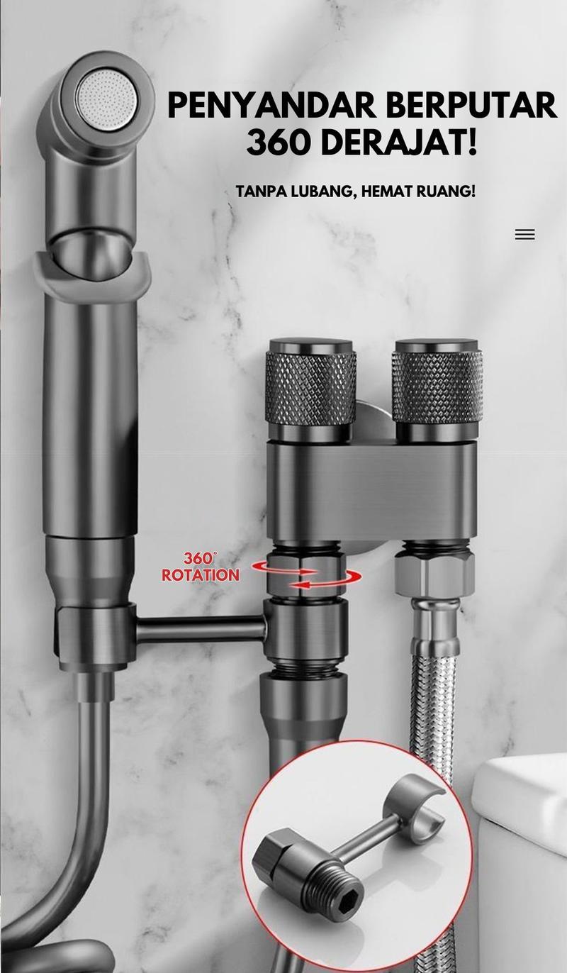 Product Introduction of Kran Cabang dan Jet Shower SUS 304 Toilet Hitam Matte 1/2 Inch dengan Selang 1.5M Kran Air Double Kran Washing Machine Bidet Spray 7