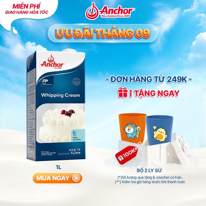 [GIAO HCM - 4H] Kem sữa tươi tiệt trùng Anchor Whipping cream hộp 1 lít