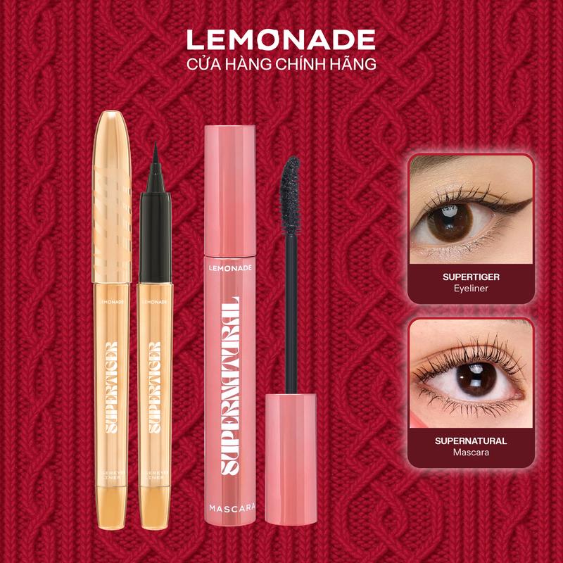  Combo 1 Bút kẻ mắt dạng nước Lemonade SuperTiger 1g và 1 Chuốt mi SuperNatural Mascara 7.5g 