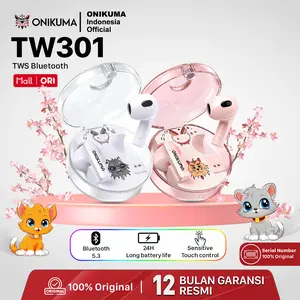 ONIKUMA T301 True Wireless Bluetooth Earphone Earbuds TWS Headset ENC PINKY WHITE Original Bergaransi Resmi
