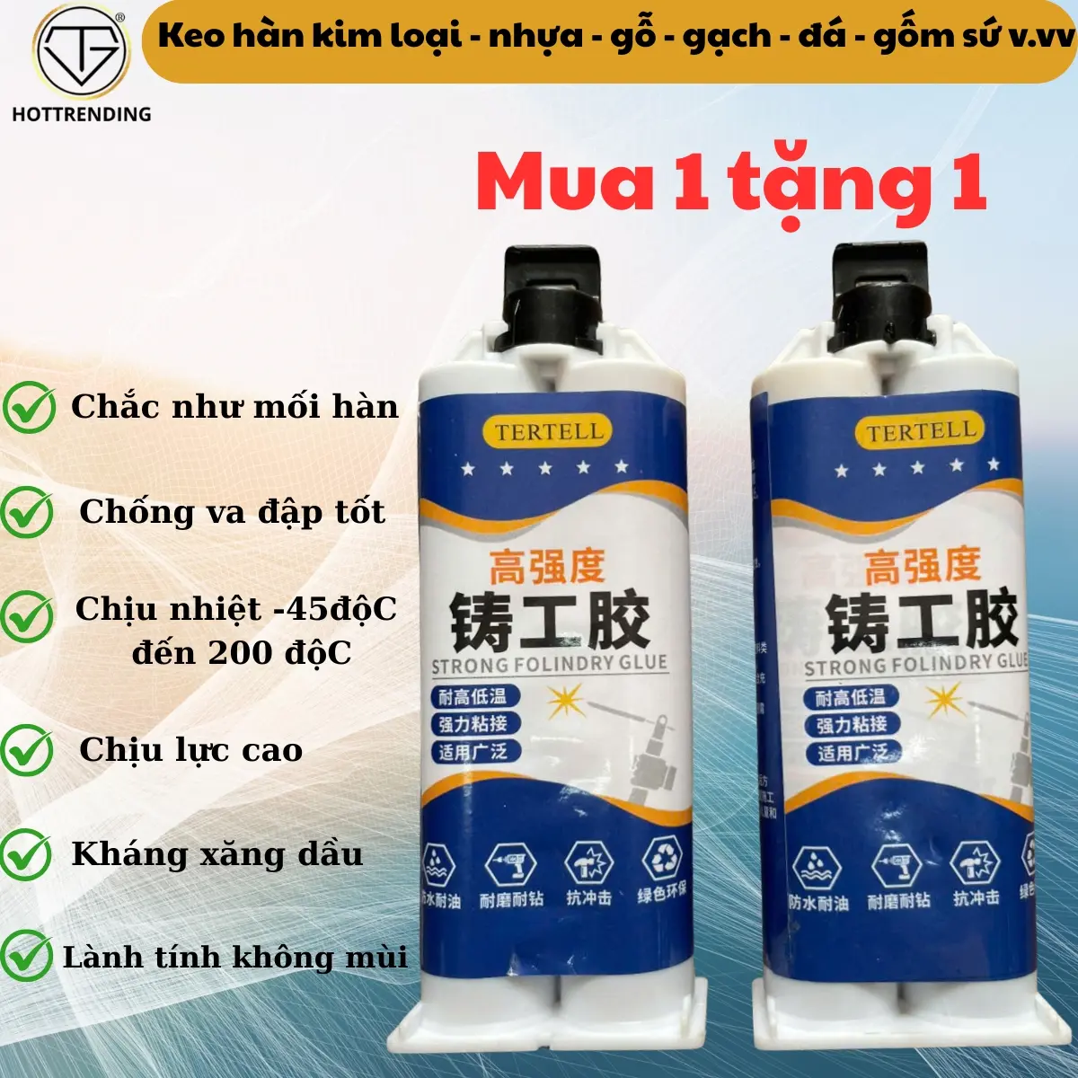 [Mua 1 tặng 1] Keo Đúc Hàn Chịu Nhiệt Độ Cao, Chất Sửa Chữa Kim Loại Công Nghiệp, Kết Dính Ống Nước, Bình Nhiên Liệu, Bồn Nước, Sửa chữa Rò Rỉ Ống Gang Thay thế Cho Mối Hàn
