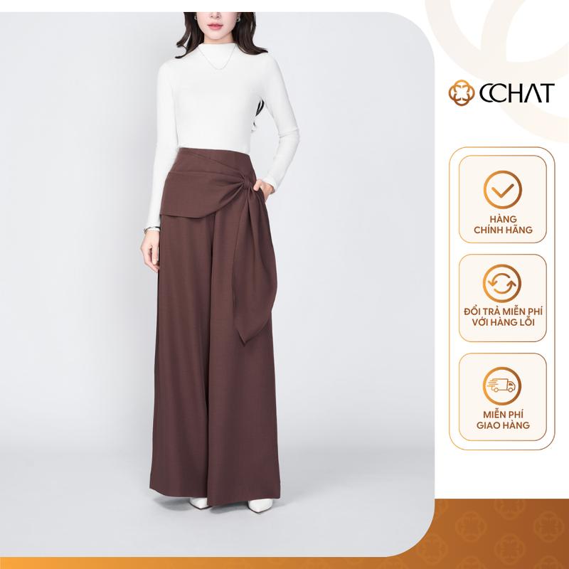 Quần Suông Nữ CCHAT Trang Trí Nơ Túi Dọc Sườn Elave Drape 25QDS2017ST