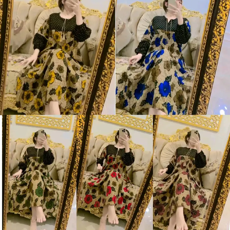 DRESS POLKA MIX FLOWER BUSUI 0