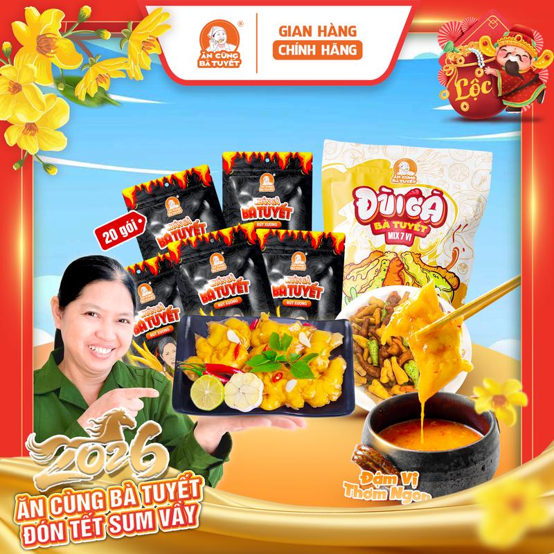  Combo VỪA MỚI RA: gồm 20 gói chân gà rút xương tê cay + 1 gói mix 7 vị đùi gà - ĂN CÙNG BÀ TUYẾT M68 