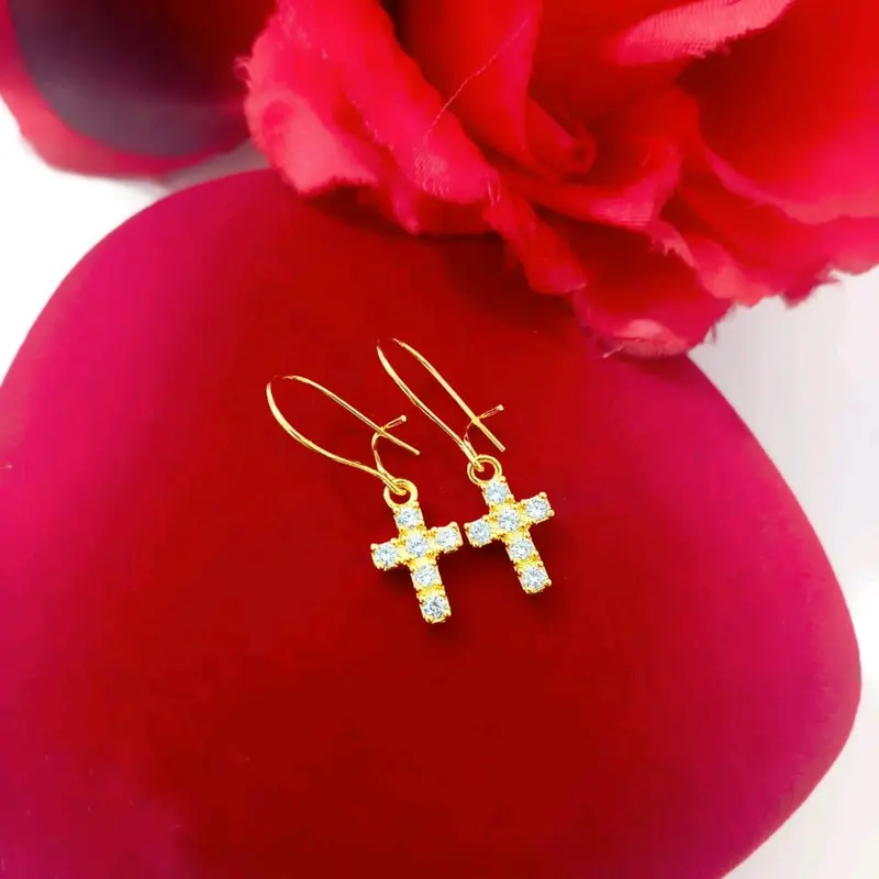 Anting salib wrn24karat awet tiap hari 0