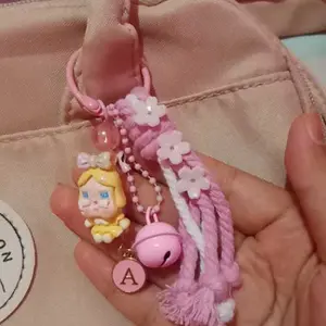 Gantungan Huruf Alphabet Bag Charm Keychain Abjad Akrilik Bag Charm Keychain Macrame gantungan tas lucu