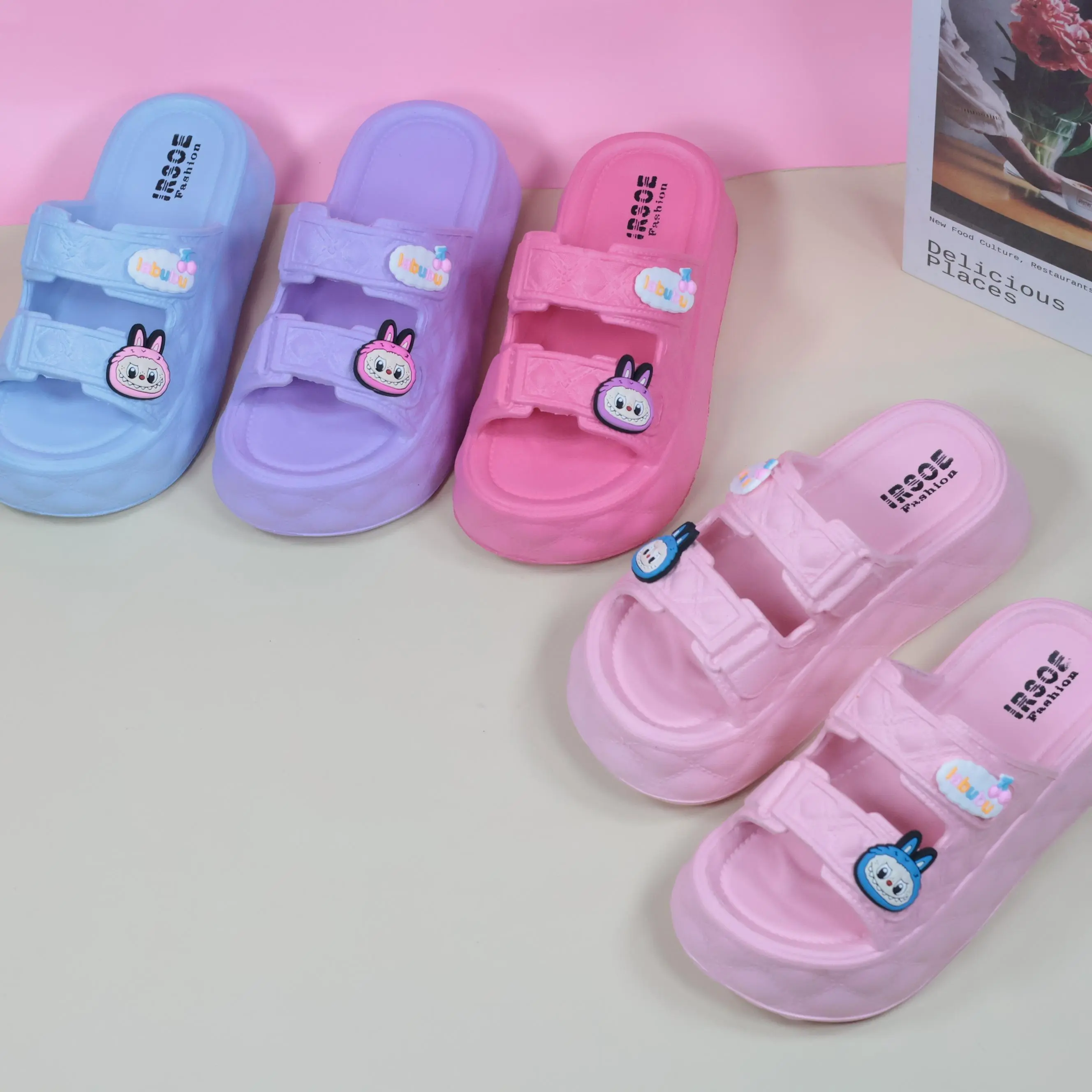 Sandal anak selop stripe bahan akret eva rubber premium anti slip anti licin Kaki Karet Fashion