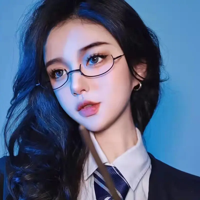 Lensless Half-rim Decorative Glasses 2D Cosplay Highlight The Look Lower Half Glasses Frame