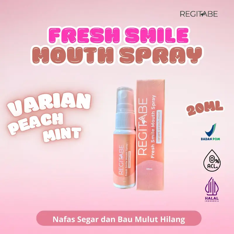 Regitabe Mounth Spray Penyegar Nafas Pewangi Mulut Spray Rasa Peach Mint 0